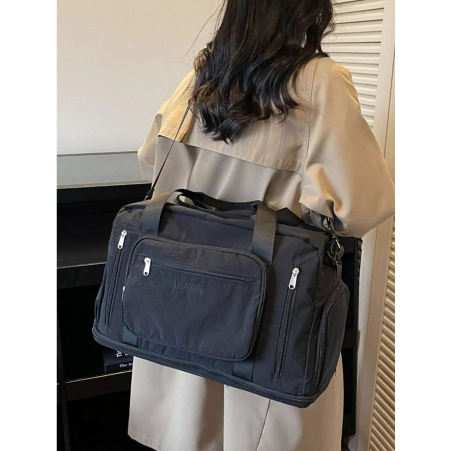 Canvas Duffel Bag with Multiple Pockets Black / onesize Apparel and Accessories