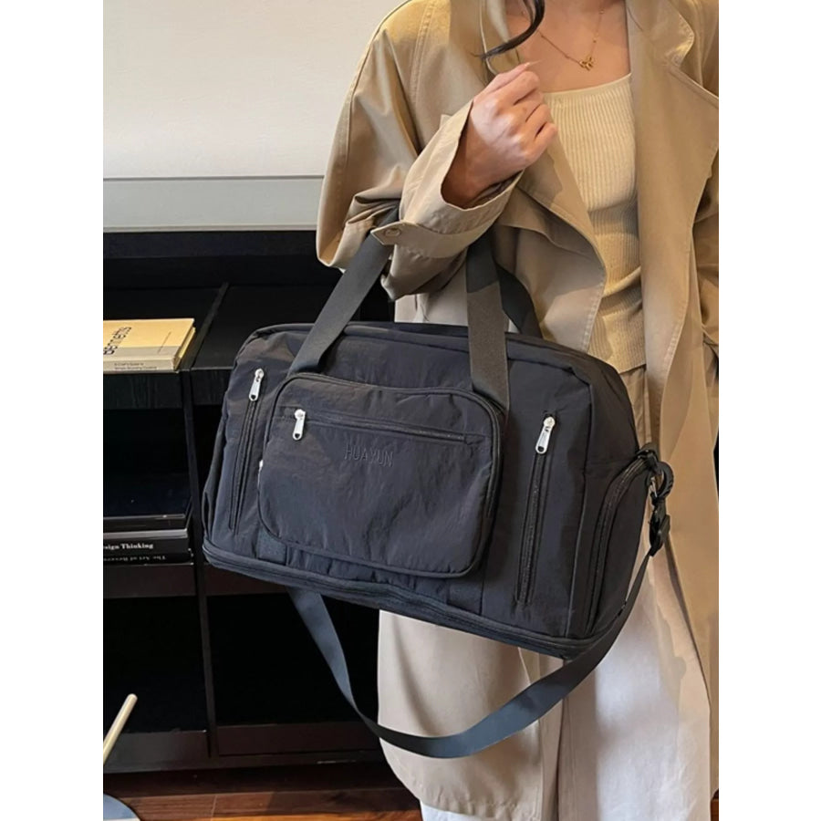 Canvas Duffel Bag with Multiple Pockets Black / onesize Apparel and Accessories