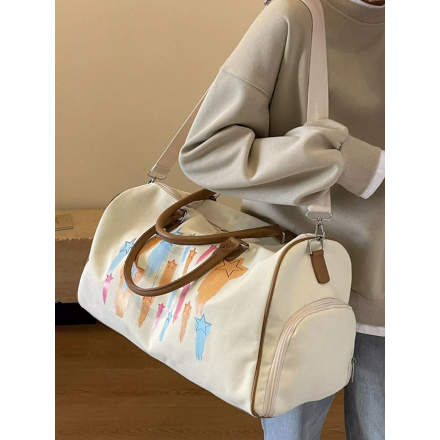 Canvas Duffle Bag with Shooting Star Print Apparel and Accessories