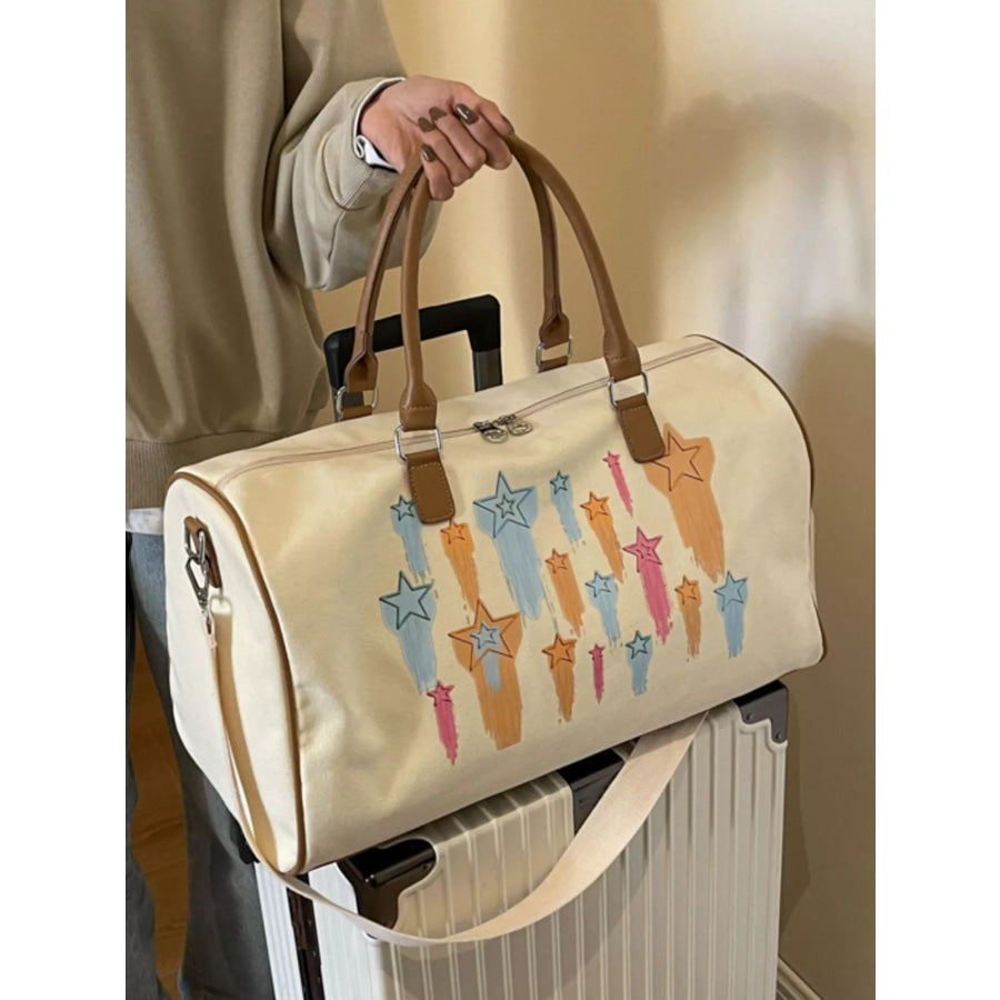 Canvas Duffle Bag with Shooting Star Print Apparel and Accessories