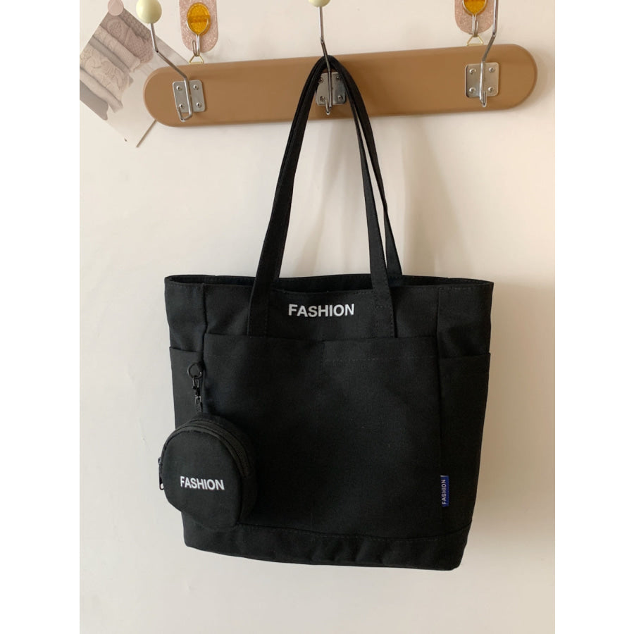 Canvas Tote Bag with Pouch Black / One Size Apparel and Accessories