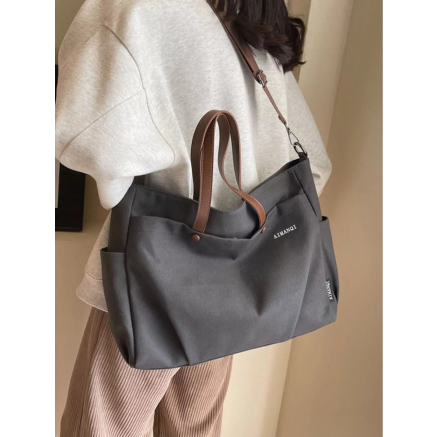 Canvas Tote Crossbody Bag Dark Brown / ONESIZE Apparel and Accessories