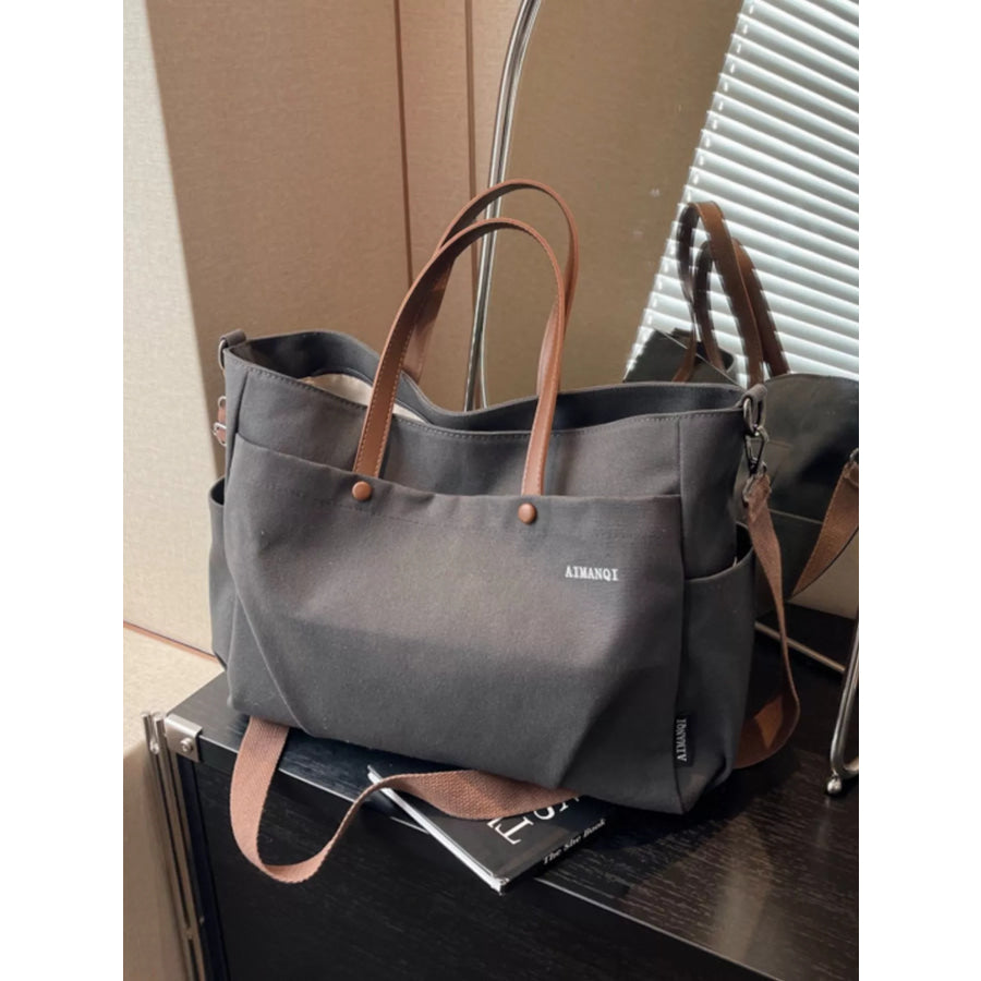 Canvas Tote Crossbody Bag Dark Brown / ONESIZE Apparel and Accessories