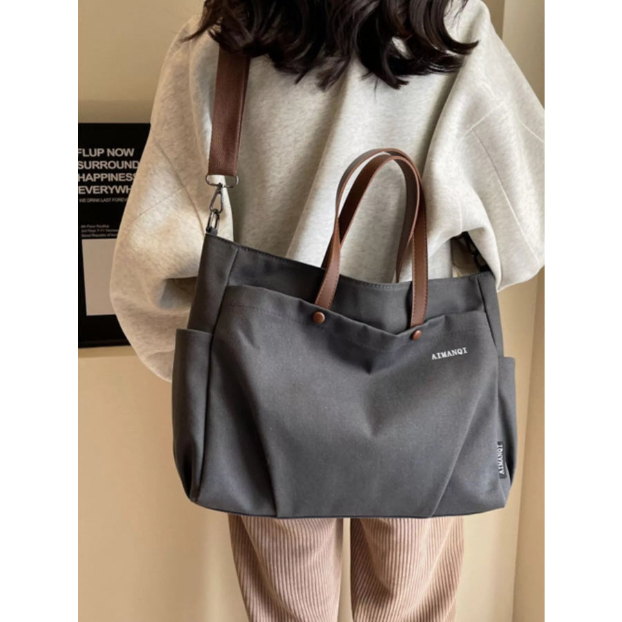 Canvas Tote Crossbody Bag Dark Brown / ONESIZE Apparel and Accessories