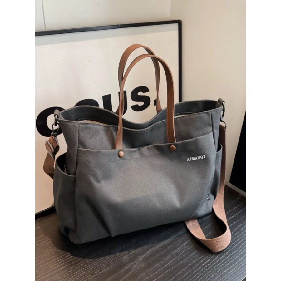 Canvas Tote Crossbody Bag Dark Brown / ONESIZE Apparel and Accessories
