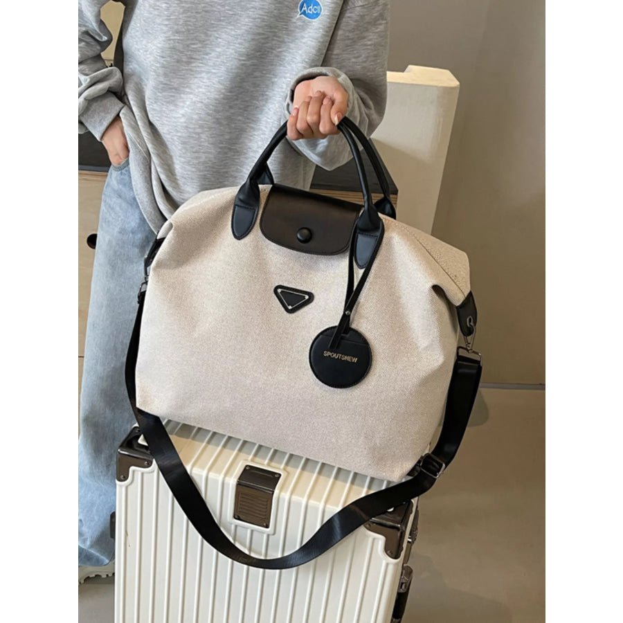 Canvas Travel Bag with Detachable Strap Black / One Size Apparel and Accessories