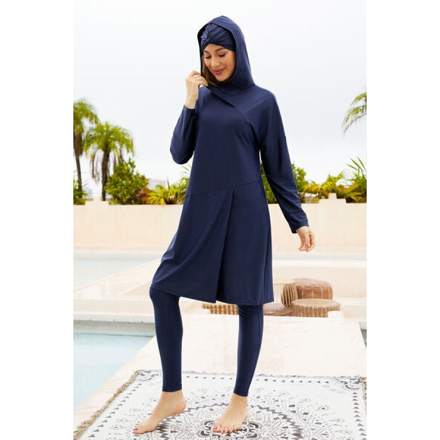 Cap Long Sleeve Hooded Top and Pants Swim Set Apparel and Accessories