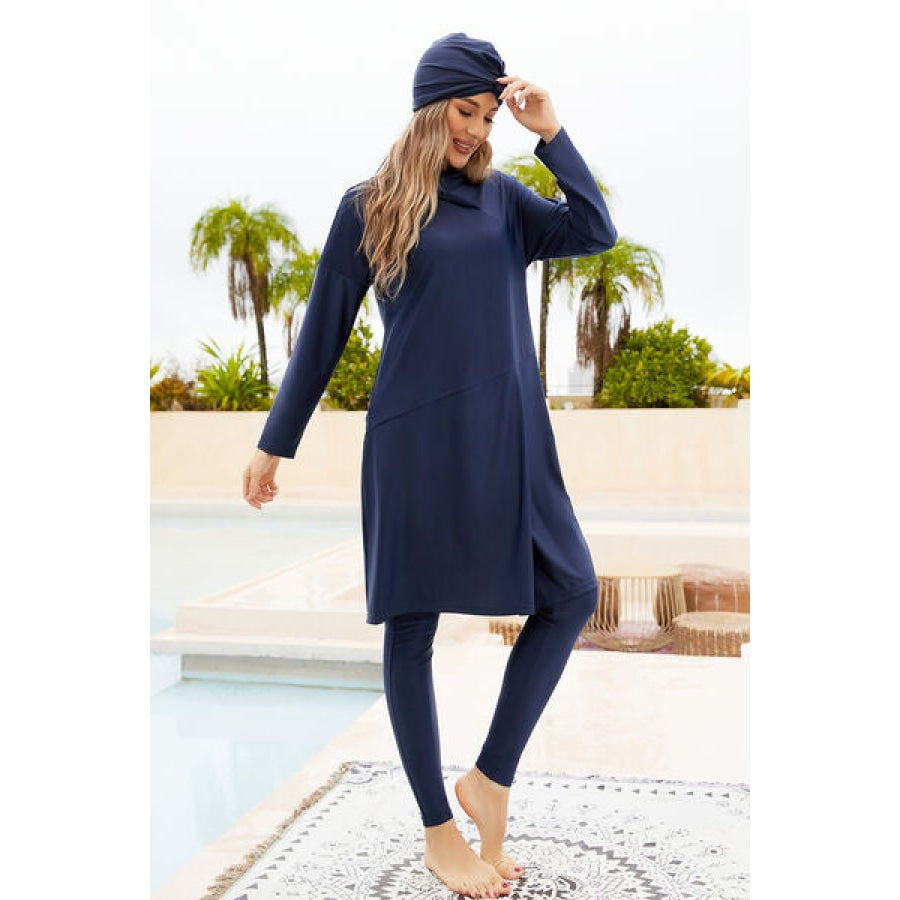 Cap Long Sleeve Hooded Top and Pants Swim Set Apparel and Accessories