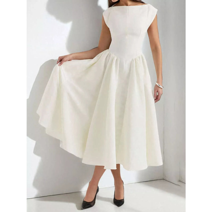 Cap Sleeve A-Line Midi Dress Apparel and Accessories