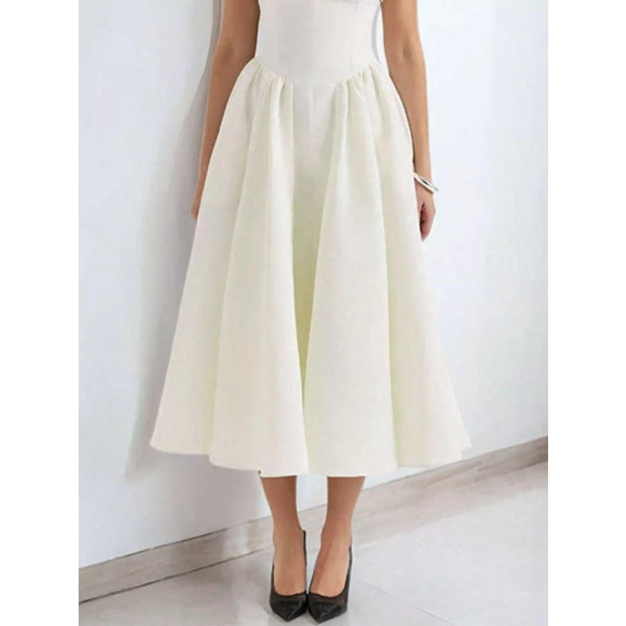 Cap Sleeve A-Line Midi Dress Apparel and Accessories