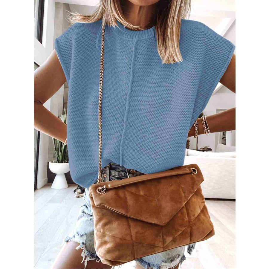 Cap Sleeve Sweater Vest Misty Blue / S