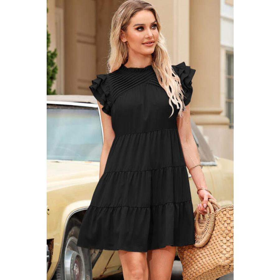 Cap Sleeve Tiered Mini Dress Clothing