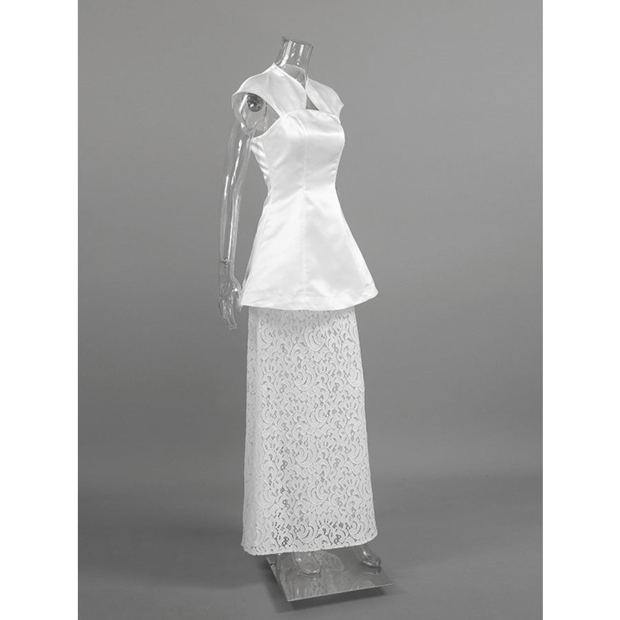 Cap Sleeve Top and Lace Skirt Set Apparel and Accessories