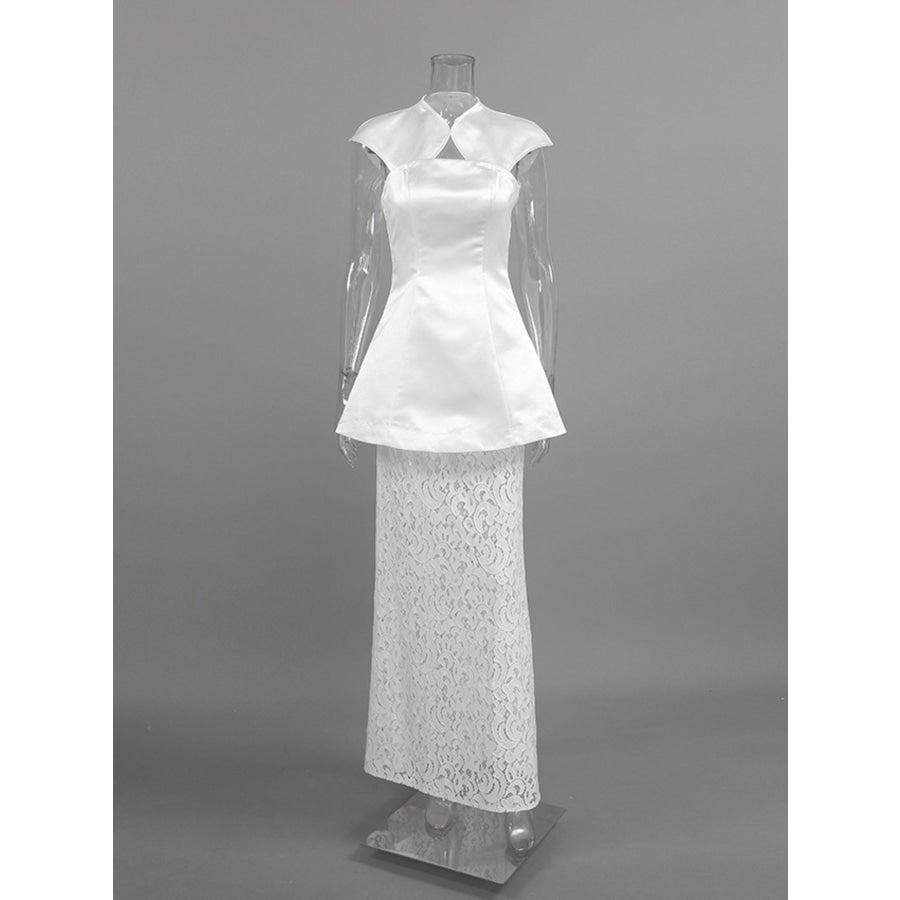 Cap Sleeve Top and Lace Skirt Set Apparel and Accessories