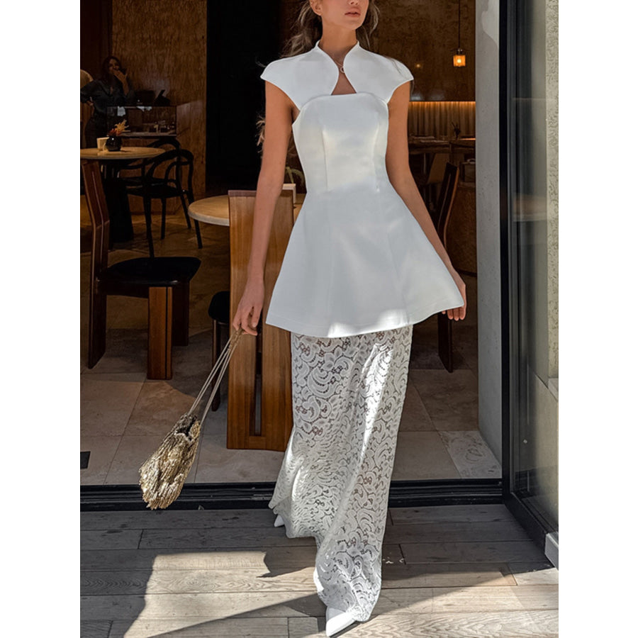 Cap Sleeve Top and Lace Skirt Set Apparel and Accessories