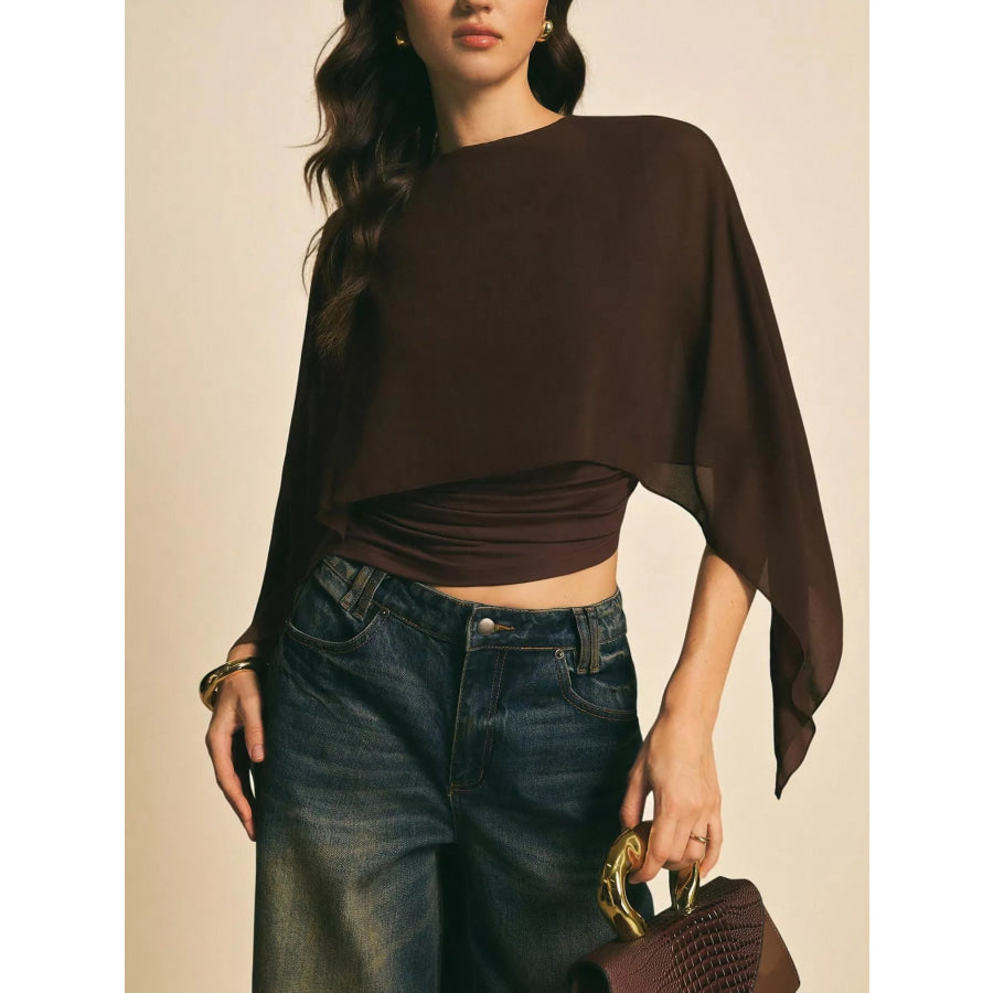 Cape Sleeve Chiffon Top Apparel and Accessories
