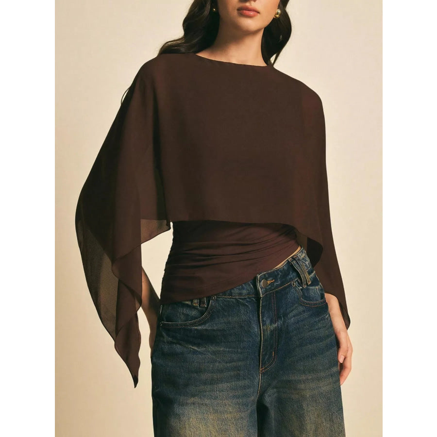 Cape Sleeve Chiffon Top Apparel and Accessories