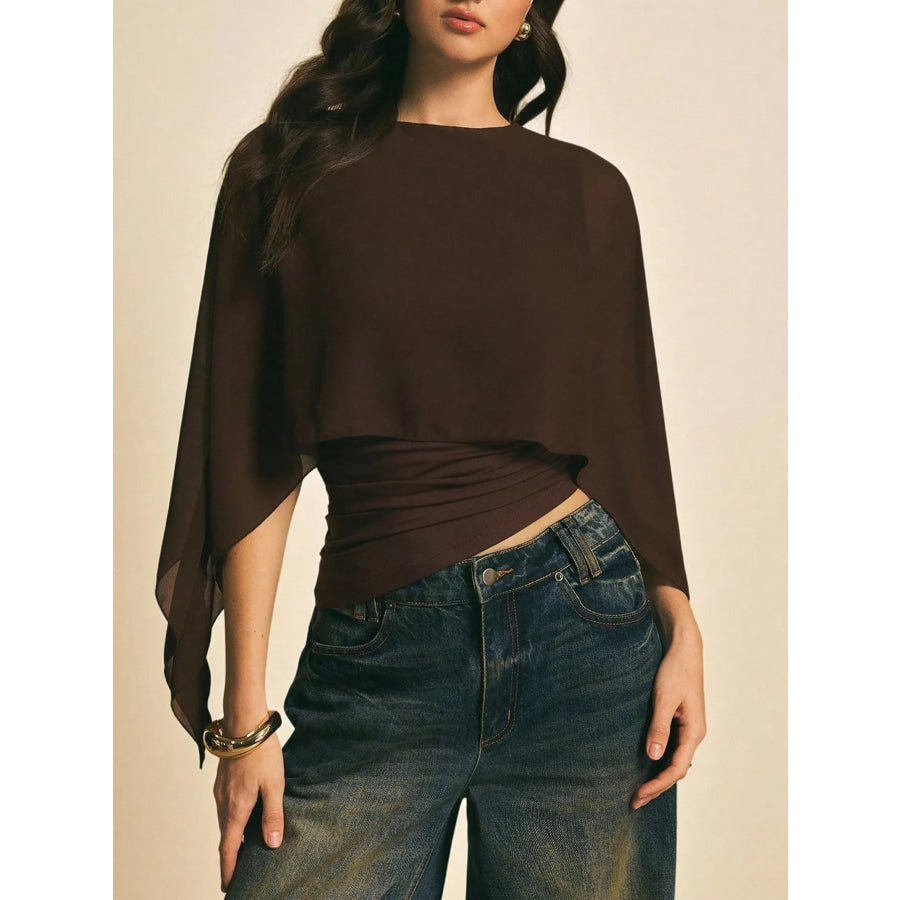 Cape Sleeve Chiffon Top Apparel and Accessories