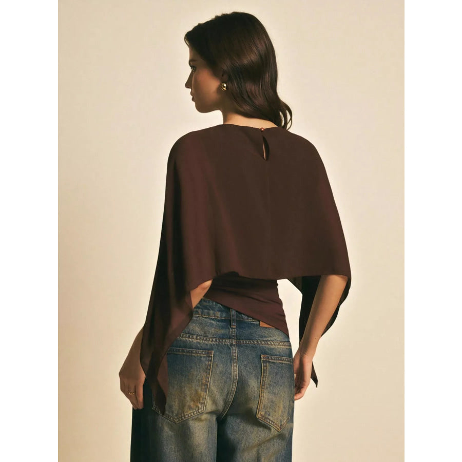 Cape Sleeve Chiffon Top Apparel and Accessories