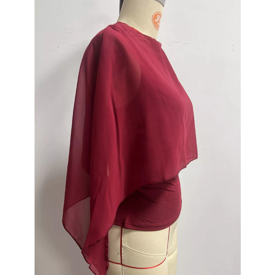 Cape Sleeve Round Neck Blouse Apparel and Accessories