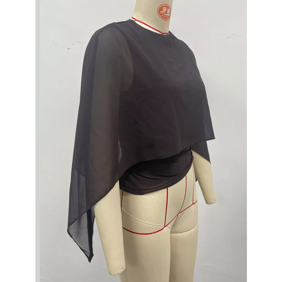 Cape Sleeve Round Neck Blouse Apparel and Accessories