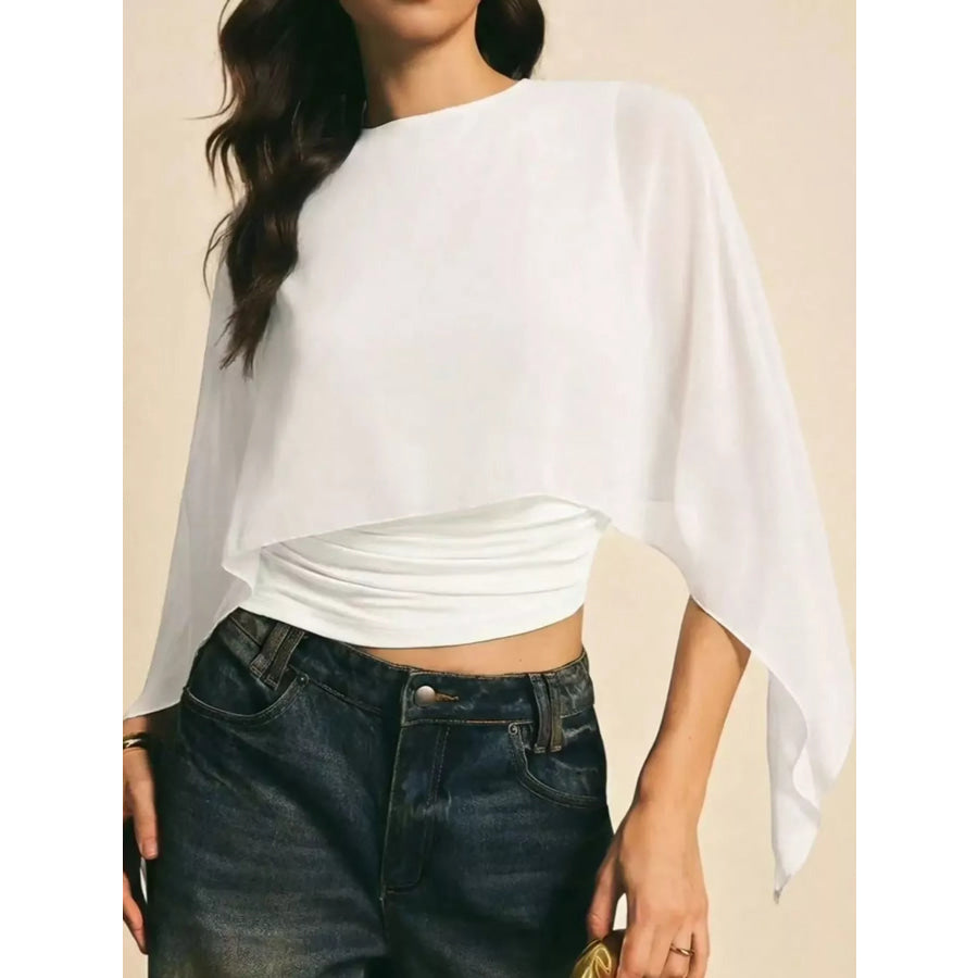 Cape Sleeve Round Neck Blouse Apparel and Accessories