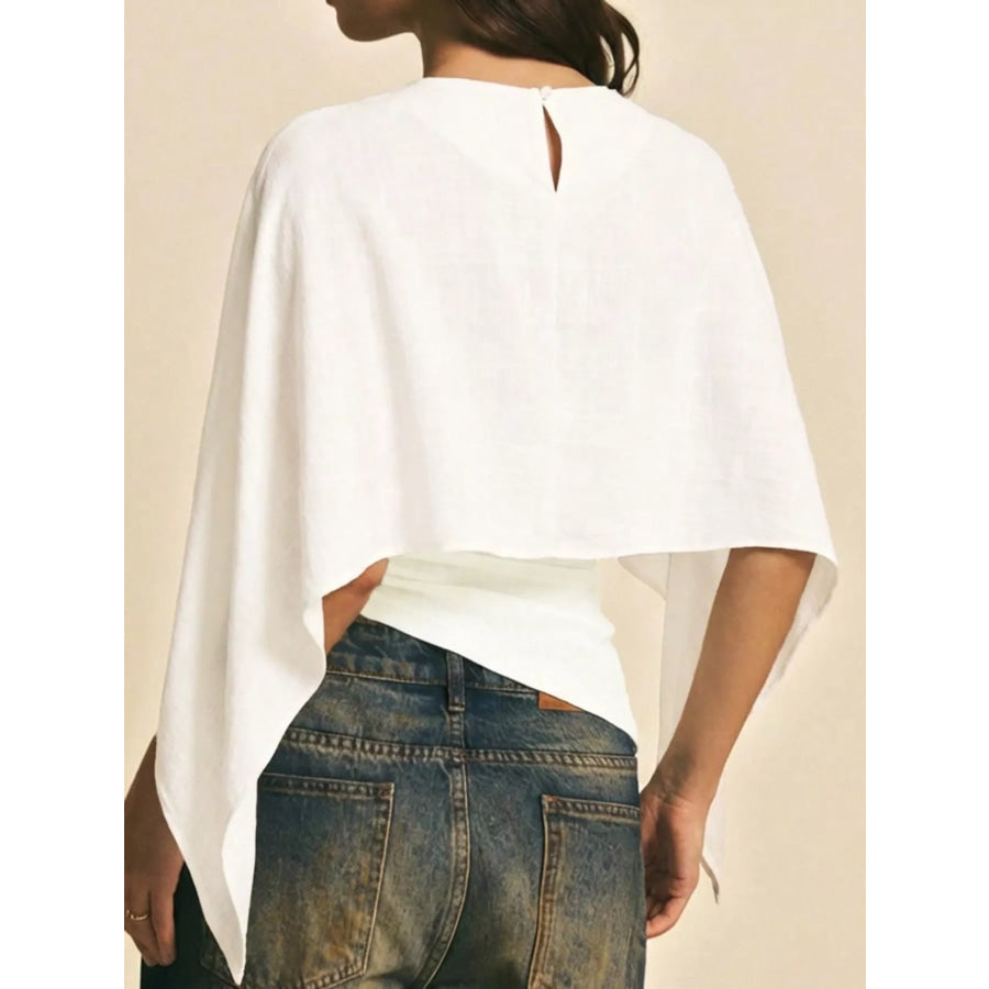 Cape Sleeve Round Neck Blouse Apparel and Accessories