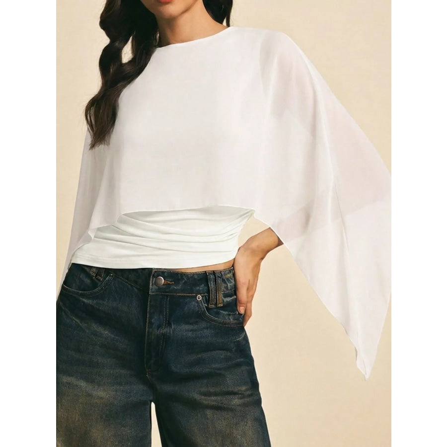 Cape Sleeve Round Neck Blouse Apparel and Accessories