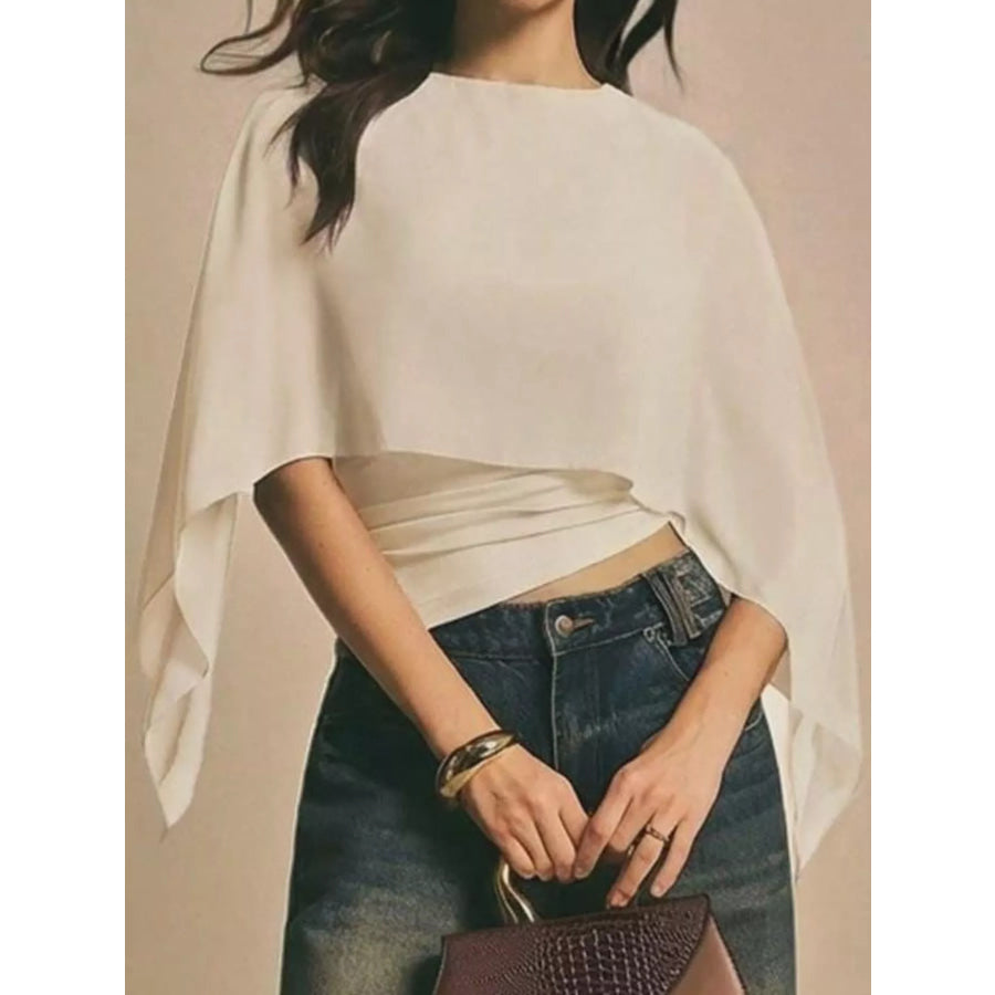 Cape Sleeve Round Neck Blouse Apparel and Accessories
