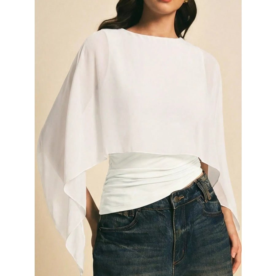 Cape Sleeve Round Neck Blouse Apparel and Accessories
