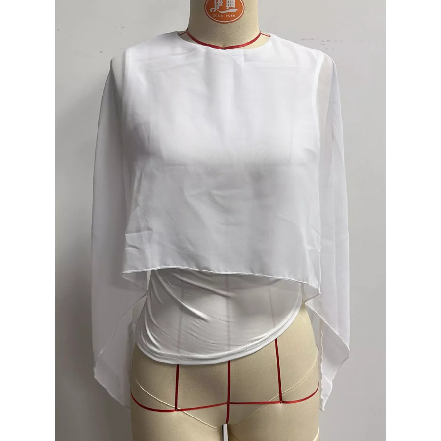 Cape Sleeve Round Neck Blouse Apparel and Accessories