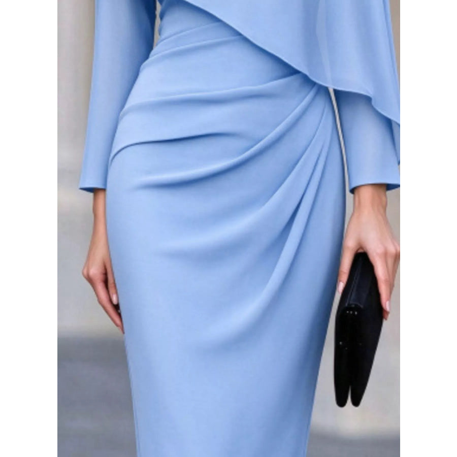 Cape-Style Bodycon Midi Dress Apparel and Accessories