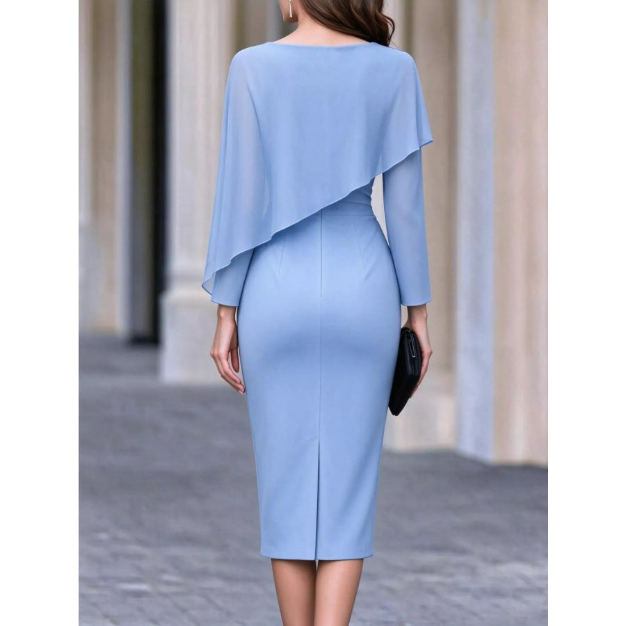 Cape-Style Bodycon Midi Dress Apparel and Accessories