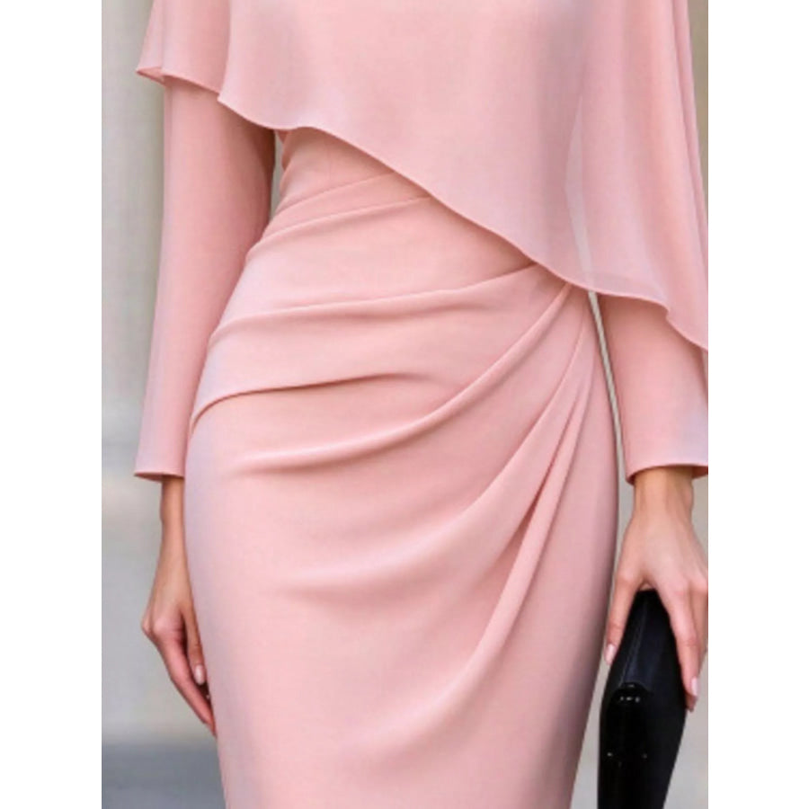 Cape-Style Bodycon Midi Dress Apparel and Accessories