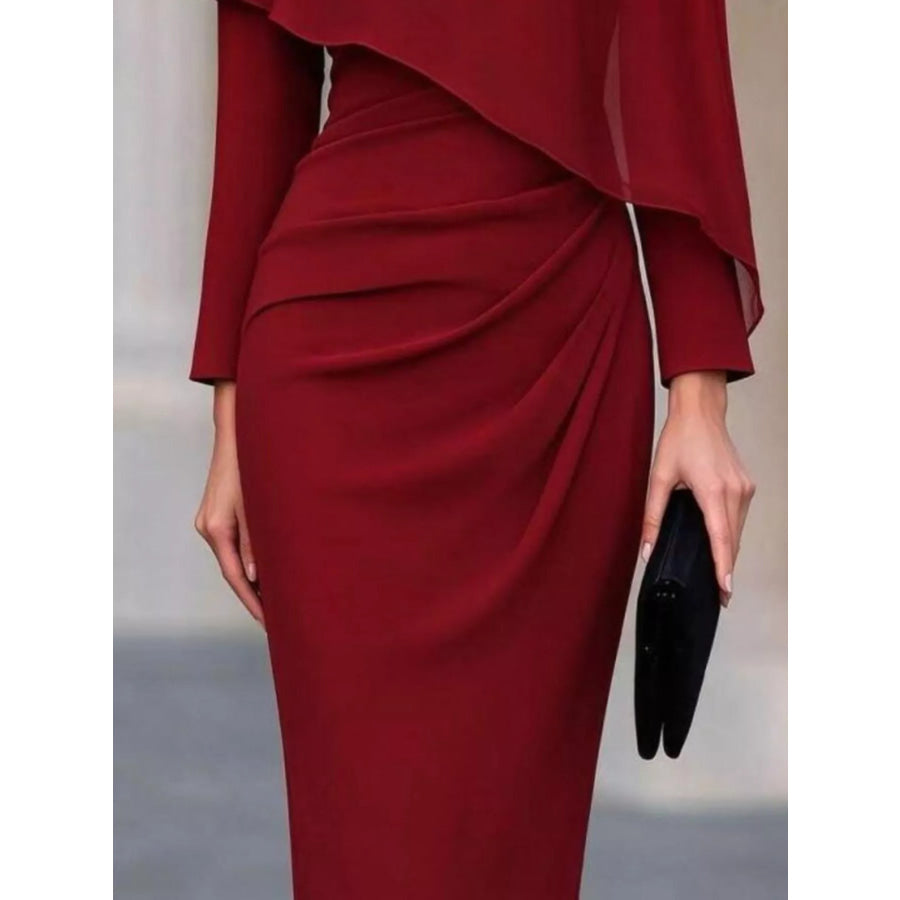 Cape-Style Bodycon Midi Dress Apparel and Accessories