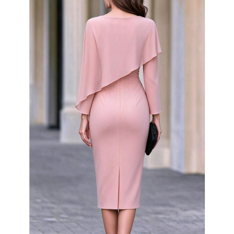 Cape-Style Bodycon Midi Dress Apparel and Accessories