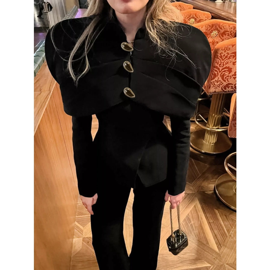 Cape-Style Button Up Outerwear Apparel and Accessories