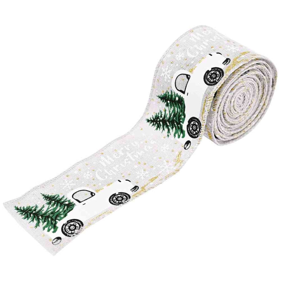 Car &amp; Christmas Tree Ribbon Light Gray / One Size