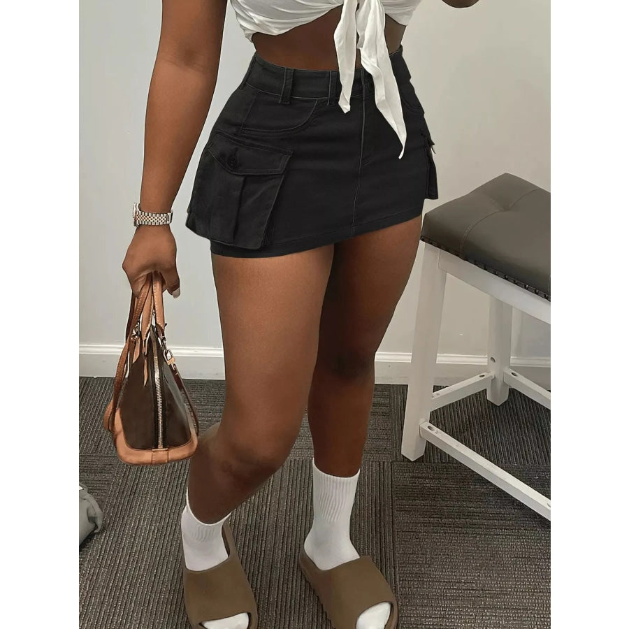 Cargo Pocket Mini Skirt Black / S Apparel and Accessories