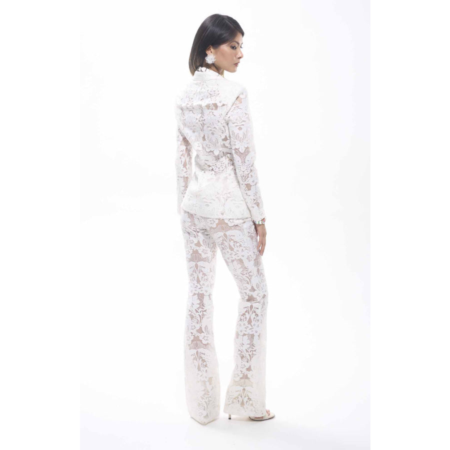 Carie Sequin Floral Lace Set White Women’s Fashion - Women’s Clothing - Suits & Sets - Pant Suits