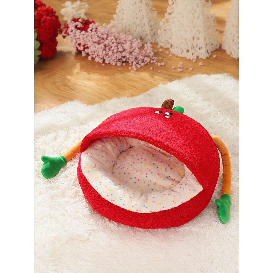 Cartoon Apple Shape Pet Nest with Plush Arms Apparel and Accessories