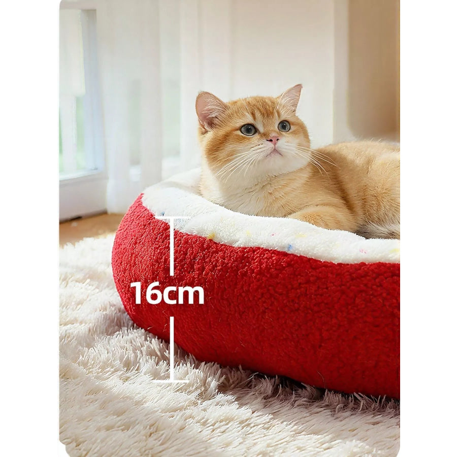 Cartoon Apple Shape Pet Nest with Plush Arms Apparel and Accessories