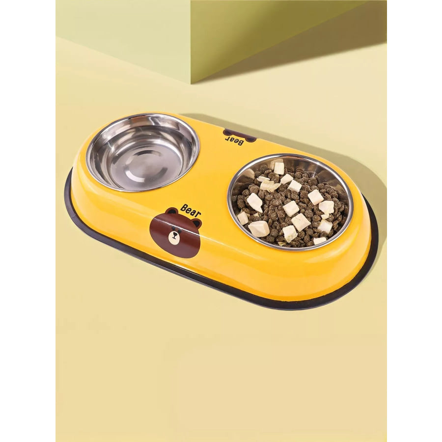 Cartoon Double Pet Bowls Apparel and Accessories