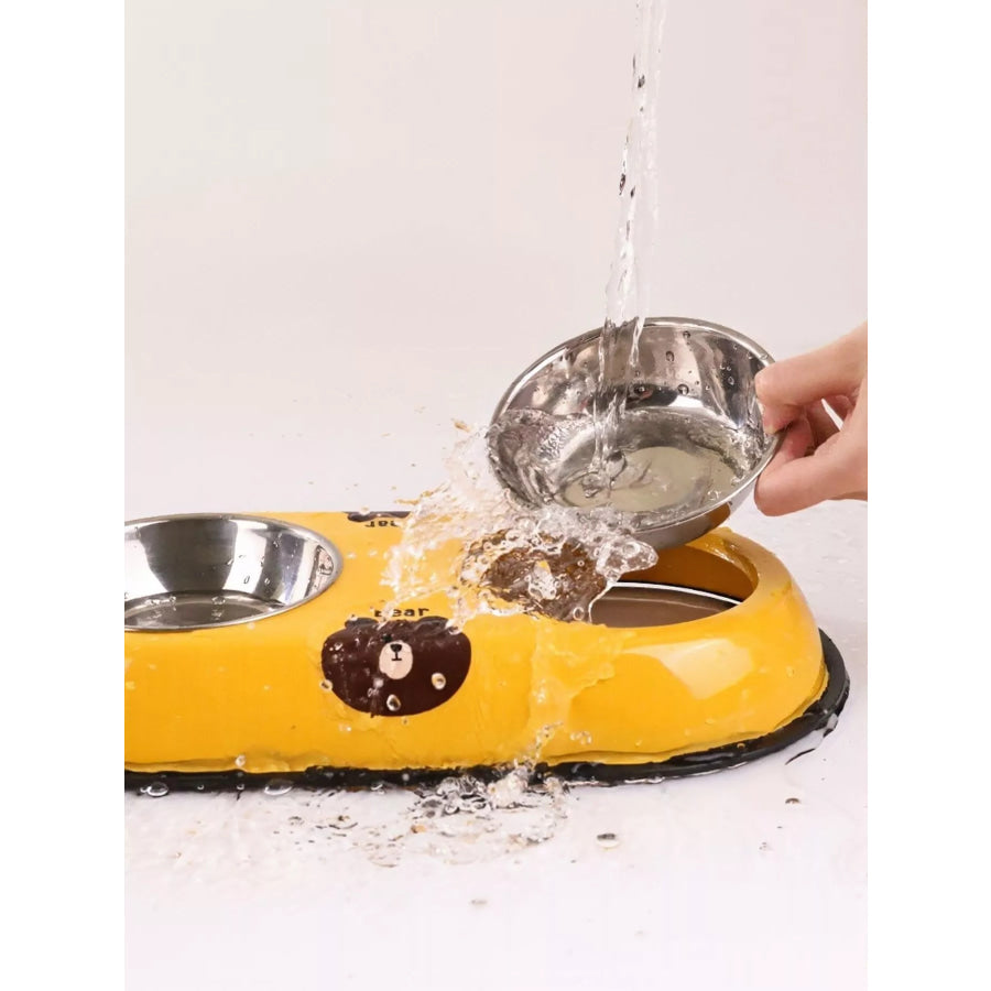 Cartoon Double Pet Bowls Apparel and Accessories