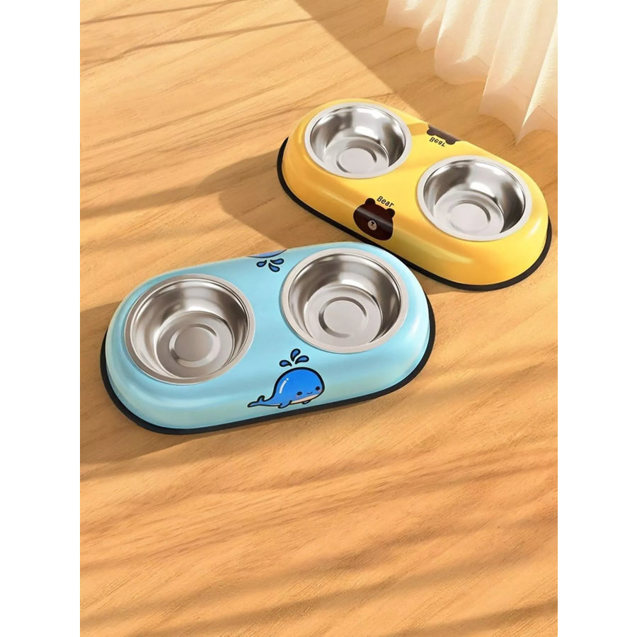 Cartoon Double Pet Bowls Gold / S Apparel and Accessories