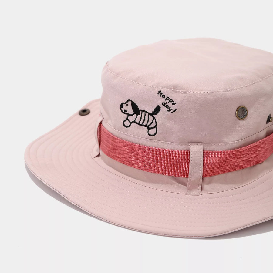 Cartoon Embroidered Sun Protection Bucket Hat Apparel and Accessories
