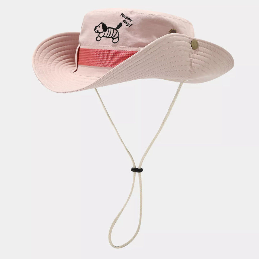 Cartoon Embroidered Sun Protection Bucket Hat Apparel and Accessories