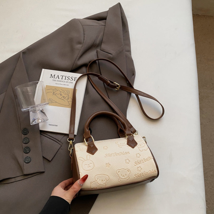 Cartoon Pattern Crossbody Bag Beige / One Size Apparel and Accessories