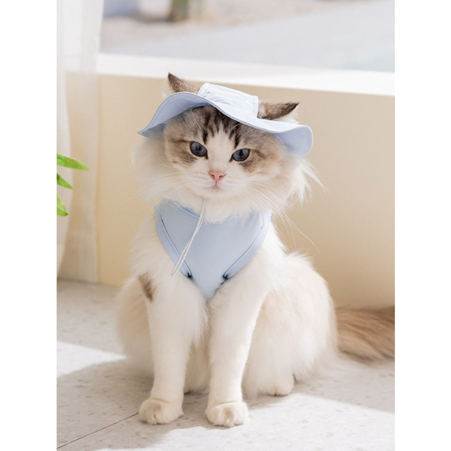 Cartoon Pet Tank Blue Tank + Hat / XS Apparel and Accessories