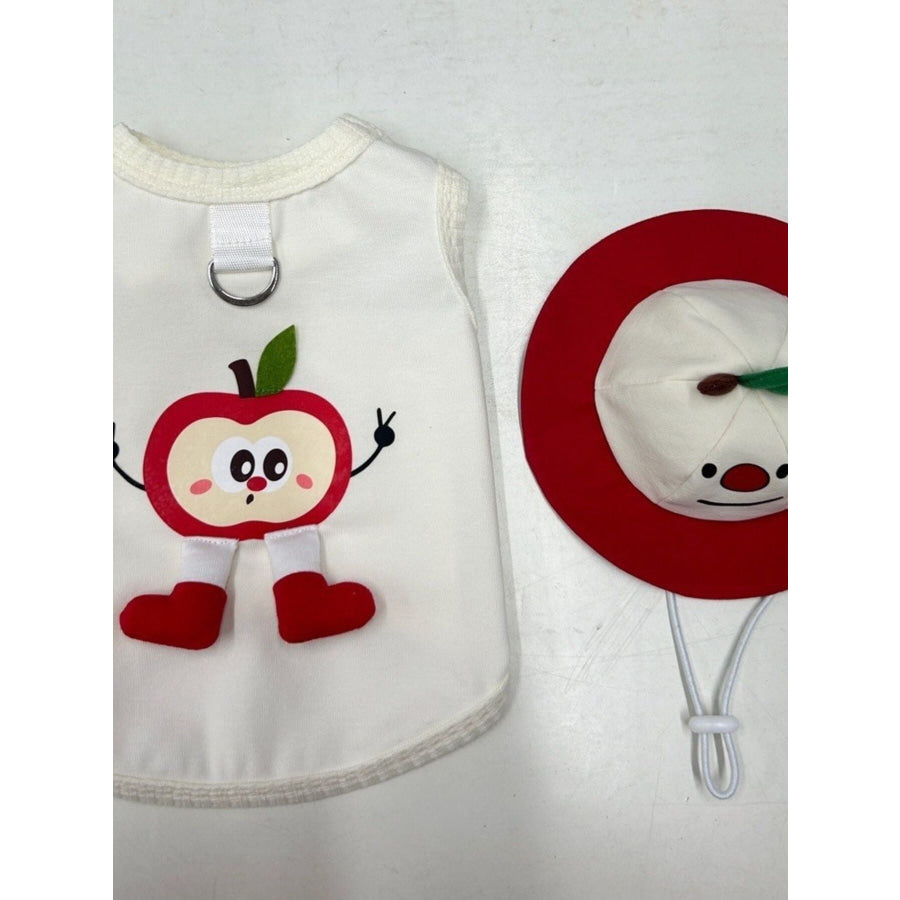 Cartoon Pet Tank Red Apple Tank + Hat / XS Apparel and Accessories